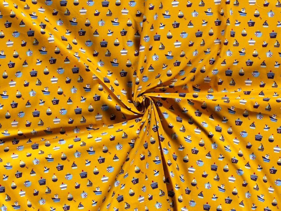Yellow 100% Cotton Poplin Fabric for Dressmaking, Quilting, 150cm / 59" Wide - per metre