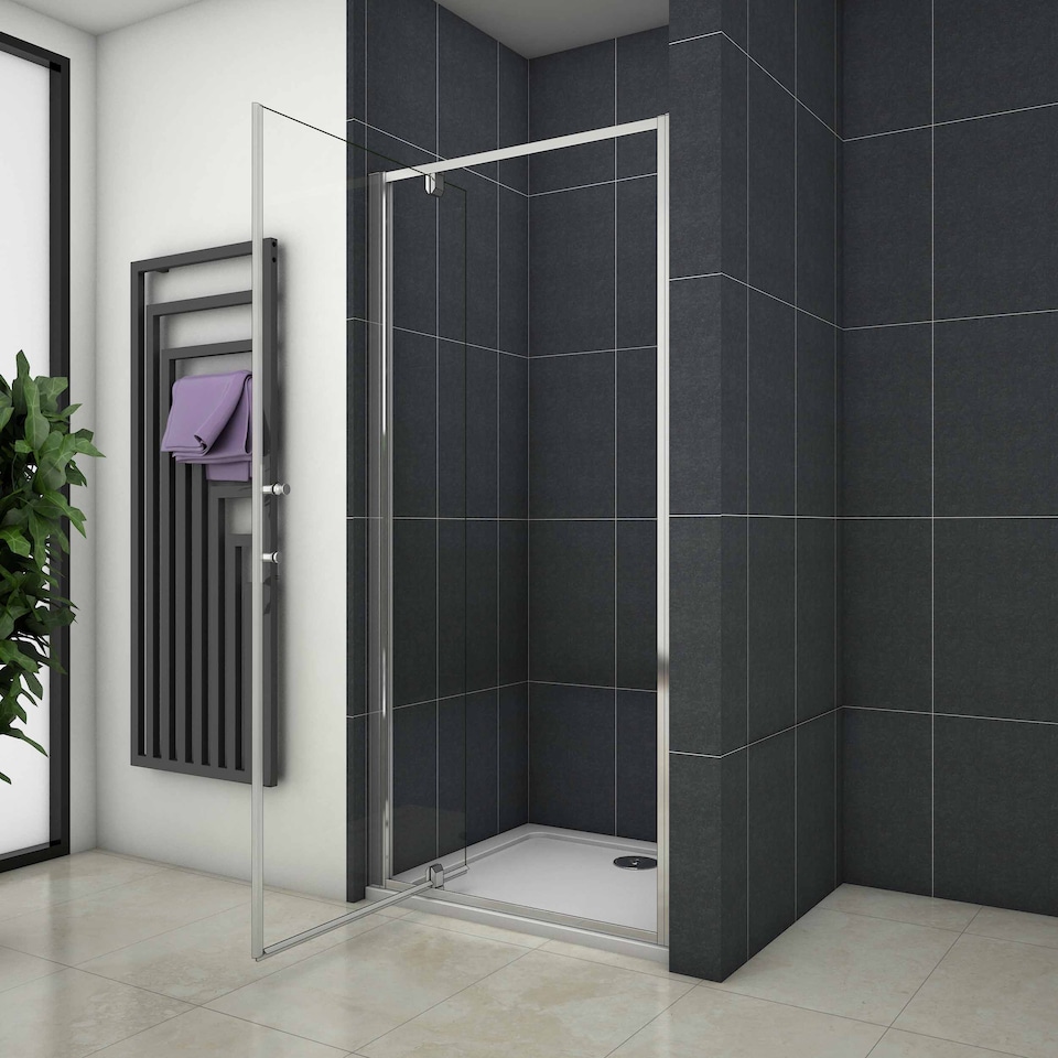 image 1 of Aica Bathrooms 700x1850mm Chrome Frame Pivot Door Shower Enclosure Glass Screen Cubicle | Chrome