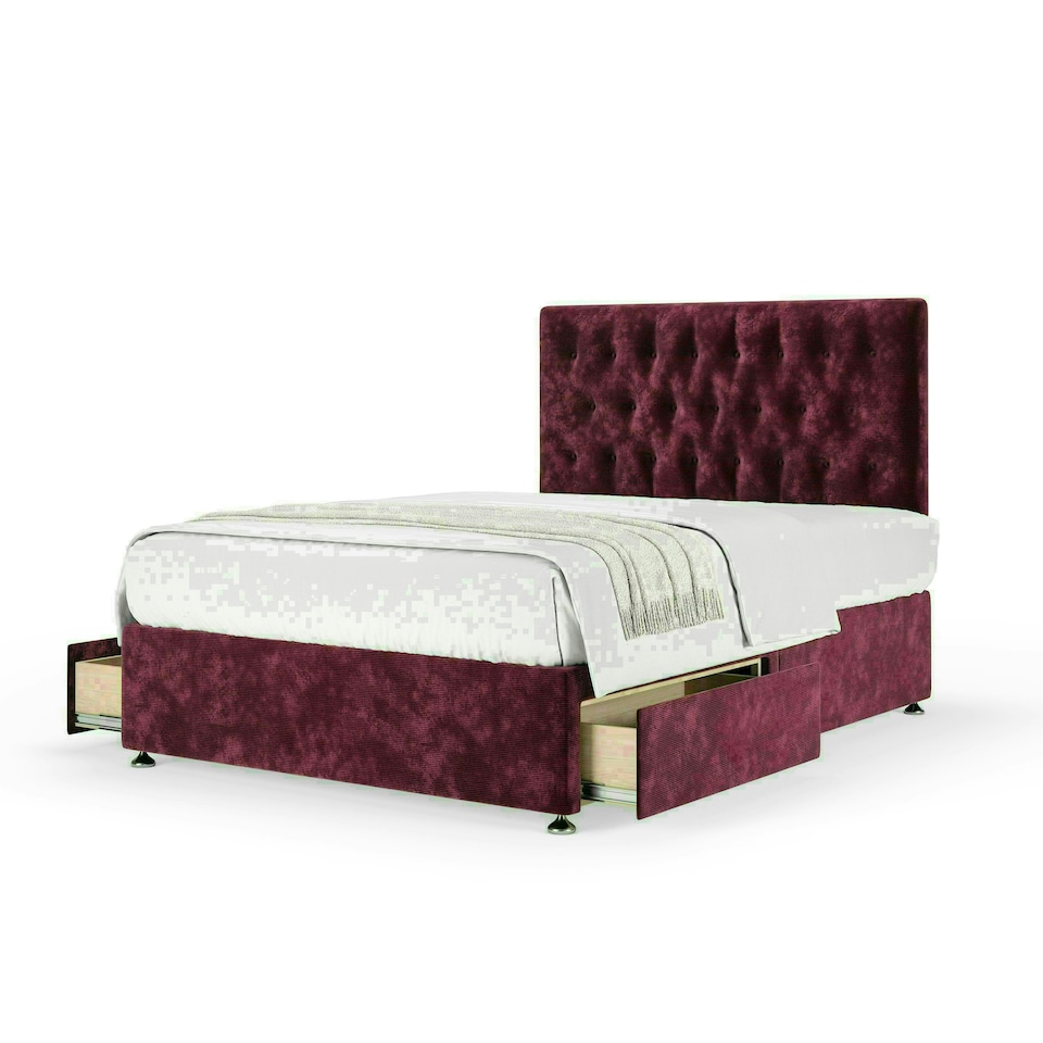 Aubergine Chenille 2 Drawer Divan Base and Lona Headboard Double