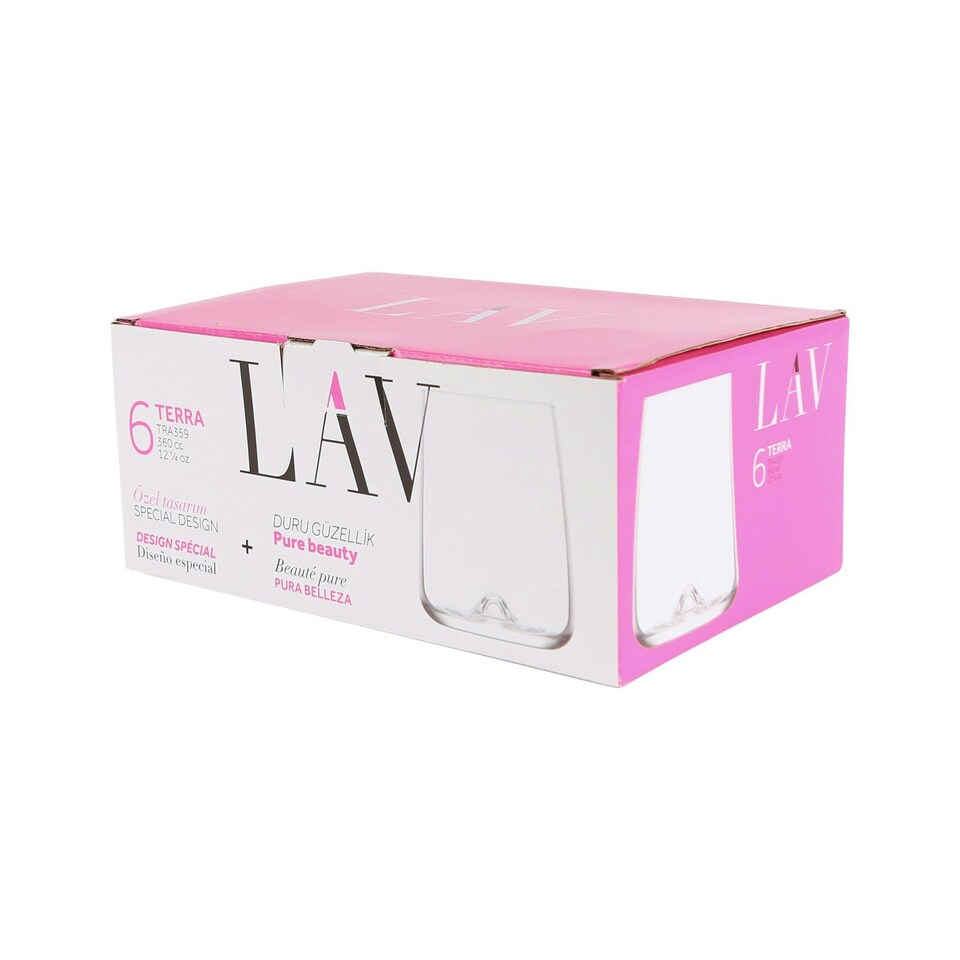 image 1 of LAV Terra Tumbler Glasses - 360ml - Clear - Pack of 6 Clear