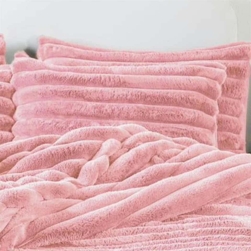 image 1 of Kampala Hill Big Cord Teddy Duvet Cover Set Blush Pink | Double
