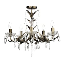 BHS Paisley 5 Light Flush Ceiling Light, Brass