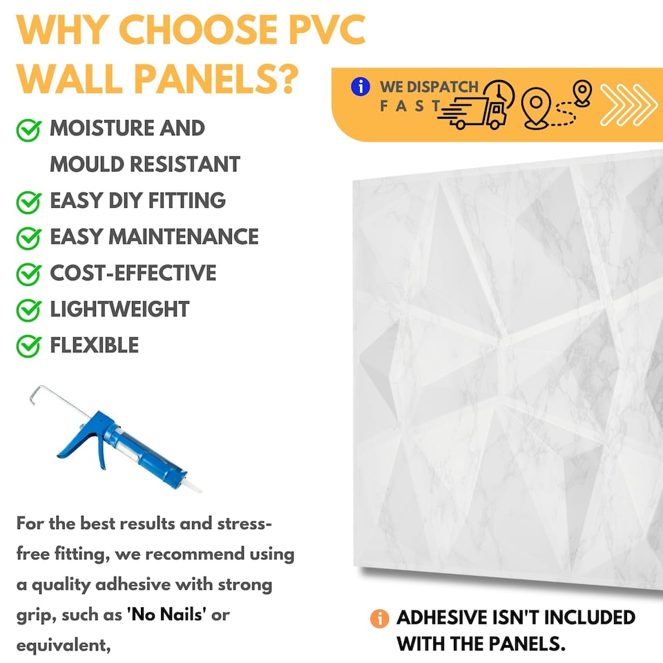 image 1 of NOVECRAFTO Geometric Diamond 3D Wall Panels – 6 Sheets Covering 1.5 sqm (16.15 sqft) – Matte PVC Cladding Panels 50x50cm Diamond Design | Black