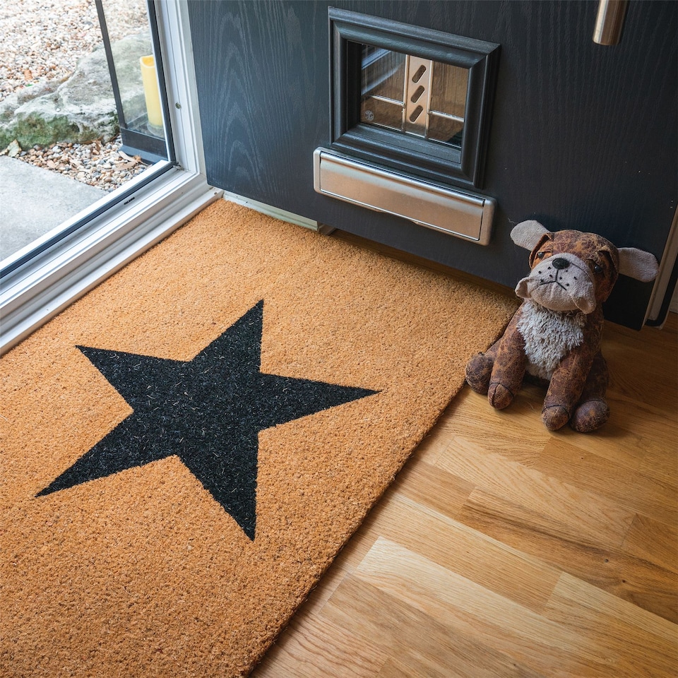 image 1 of Nicola Spring Coir Door Mat - 90 x 60cm - Black Star