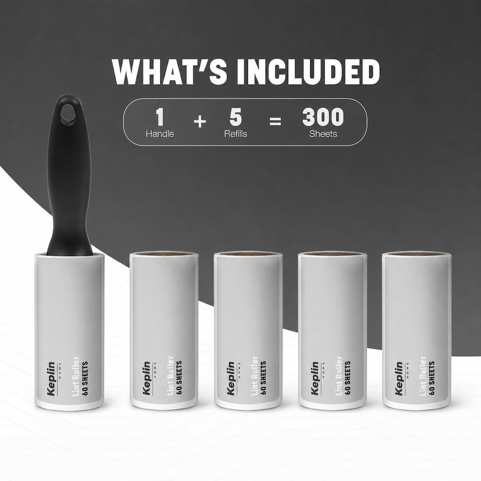 image 1 of Keplin Lint Roller with Sticky Replacement Heads for Pet Hair Fluff and Dust