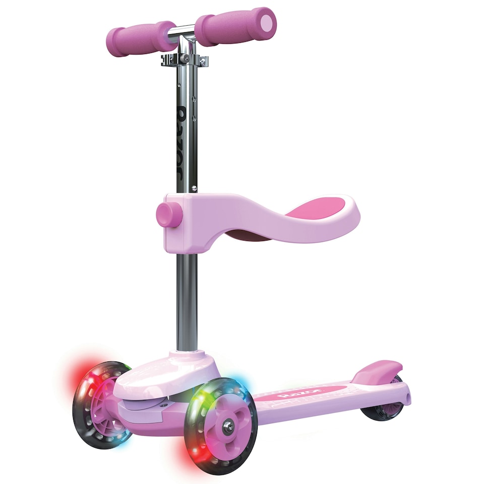 image 1 of Razor Rollie, 3-Wheel Scooter for Younger Children, Seated and Stand-Up Riding Options, Light Up Wheels
