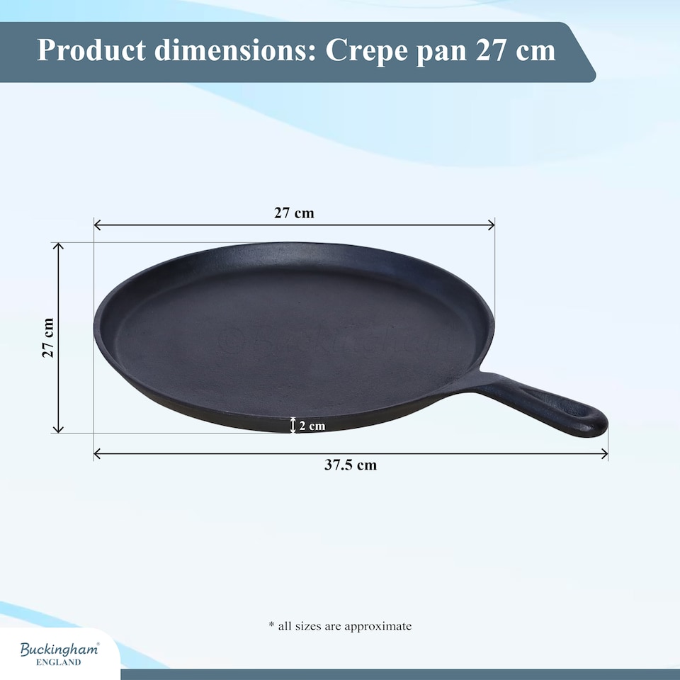 image 1 of Buckingham Pre-Seasoned Cast Iron Crepe Pan 27 cm.