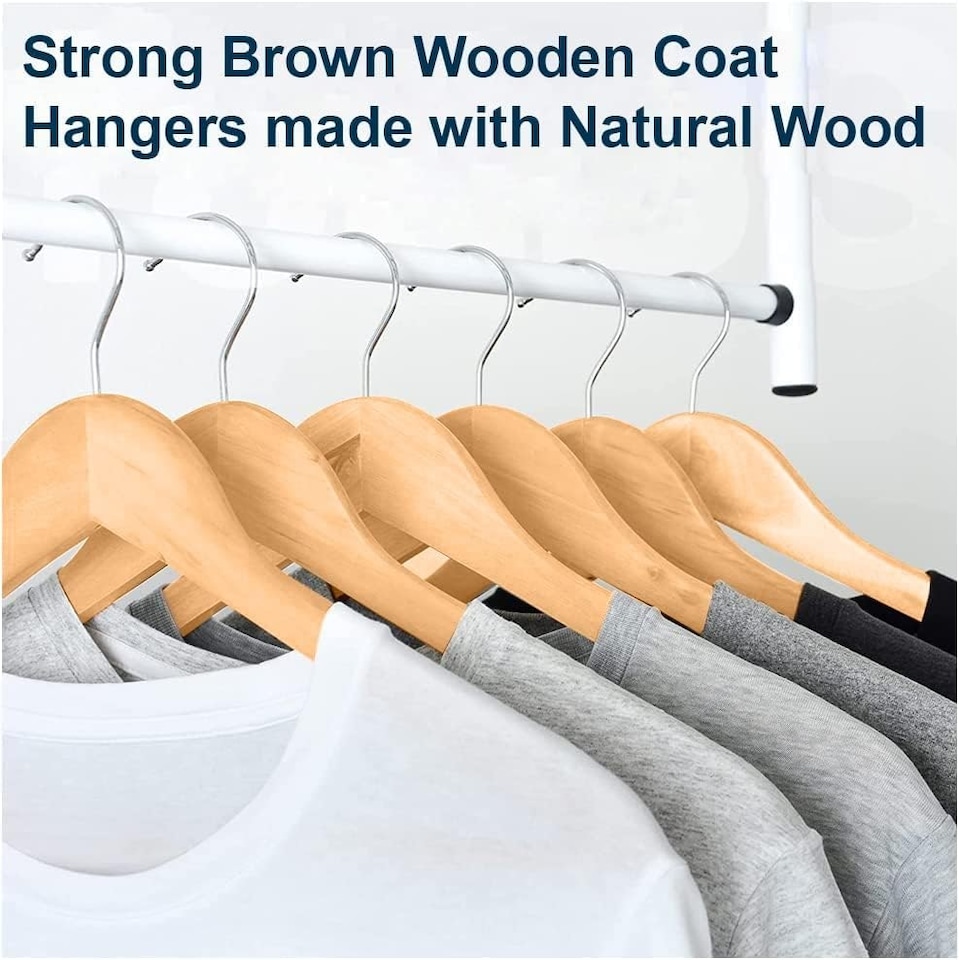image 1 of Straame Brown Wooden Pack of 20 Hangers Hangers