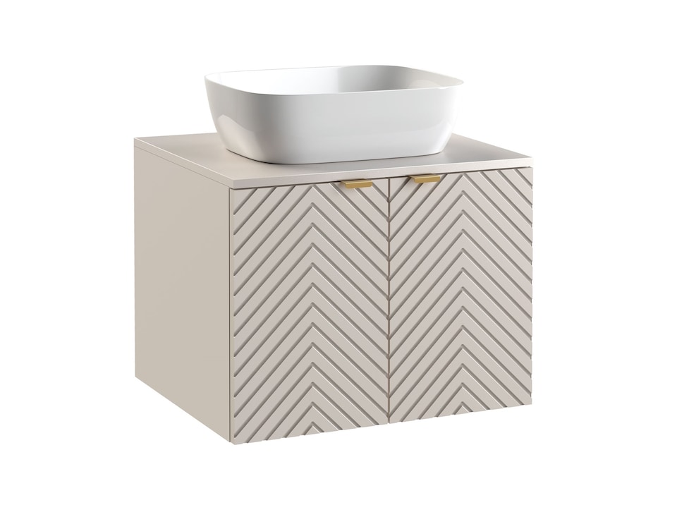 image 1 of Cara Bathroom Vanity Unit, Sink, Countertop - Beige 600mm