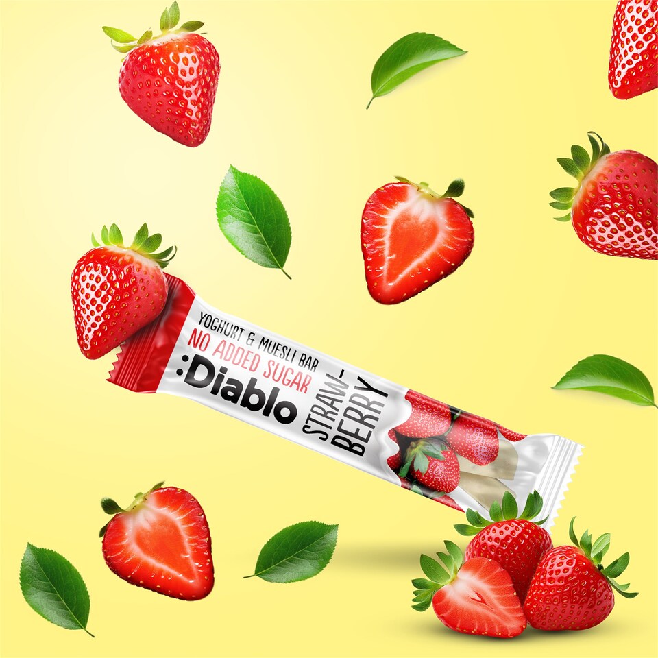 image 1 of Diablo No Added Sugar Yoghurt and Strawberry Muesli Bar 30g 4 Pack