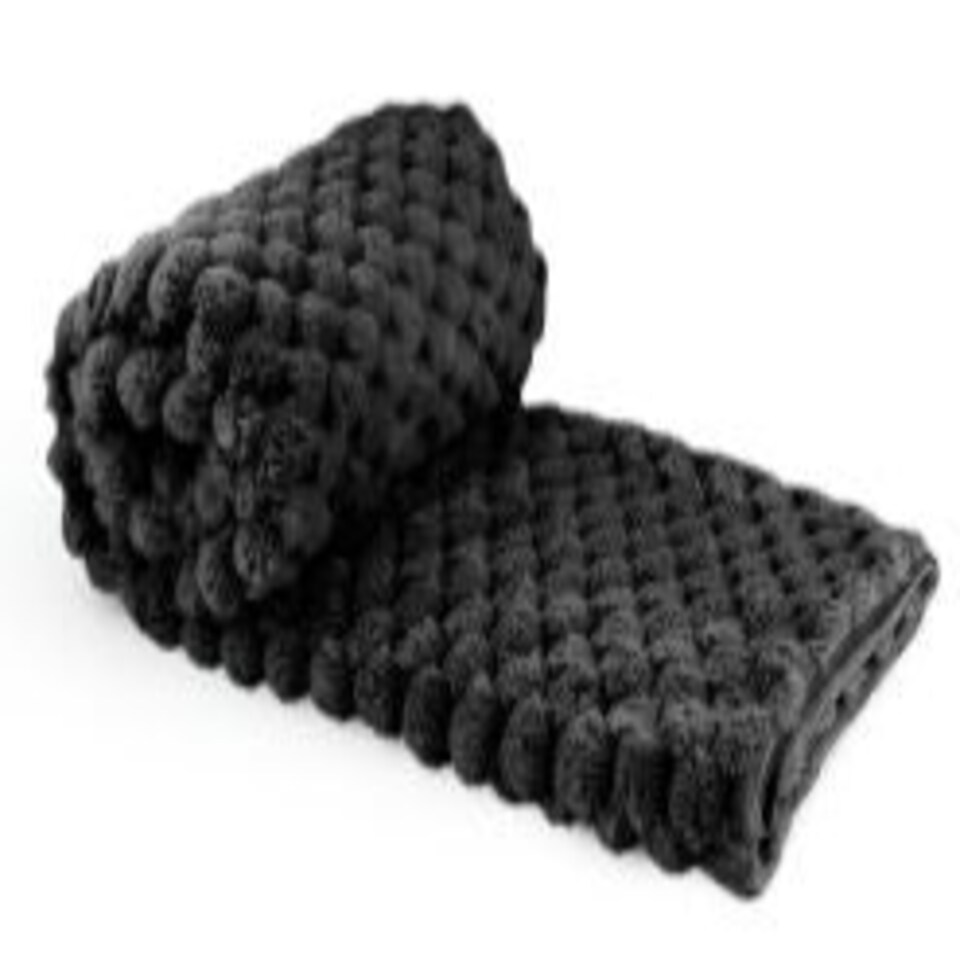 image 1 of Leah Collection Deluxe Throw in Black (50" x 60")