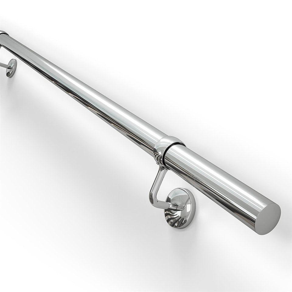 image 1 of Rothley Bannister Staircase Handrail Wall Bracket Polished Chrome 40mm
