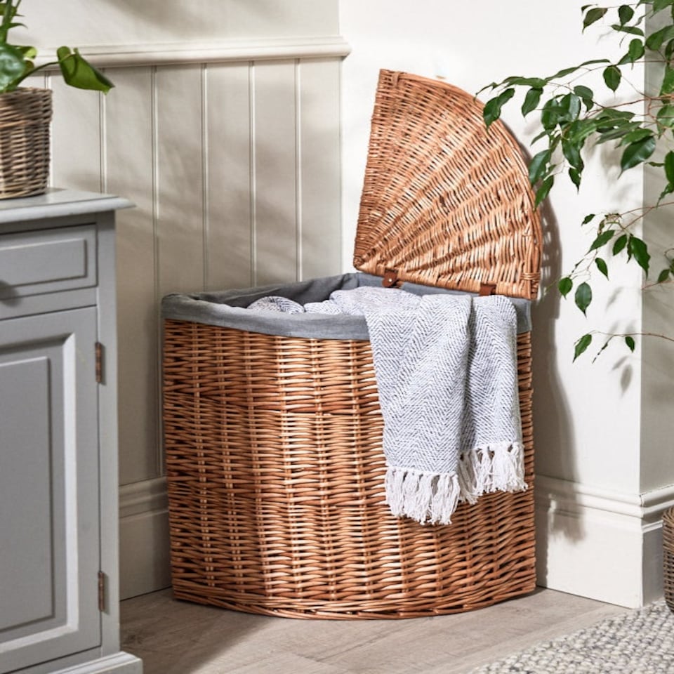image 1 of Corner Laundry Basket with Lining N/A