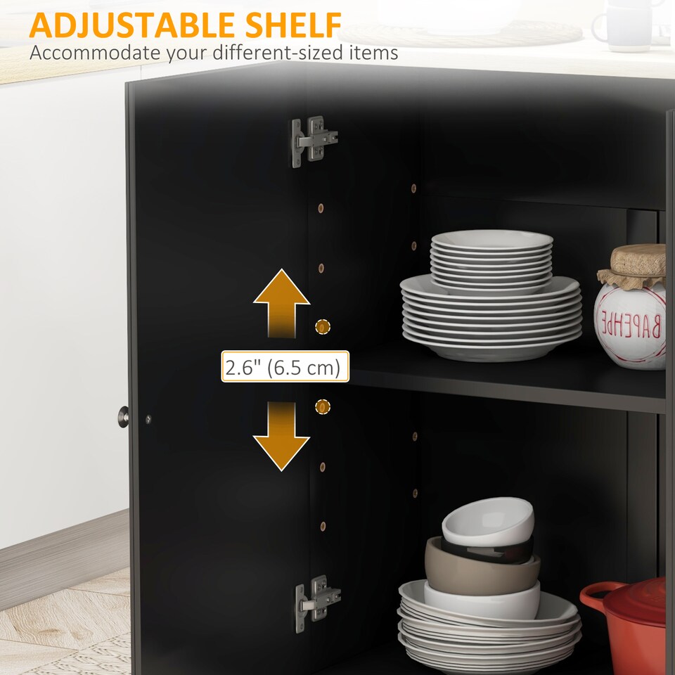 image 1 of HOMCOM Kitchen Island on Wheels, Kitchen Cart with Drop Leaf, Black