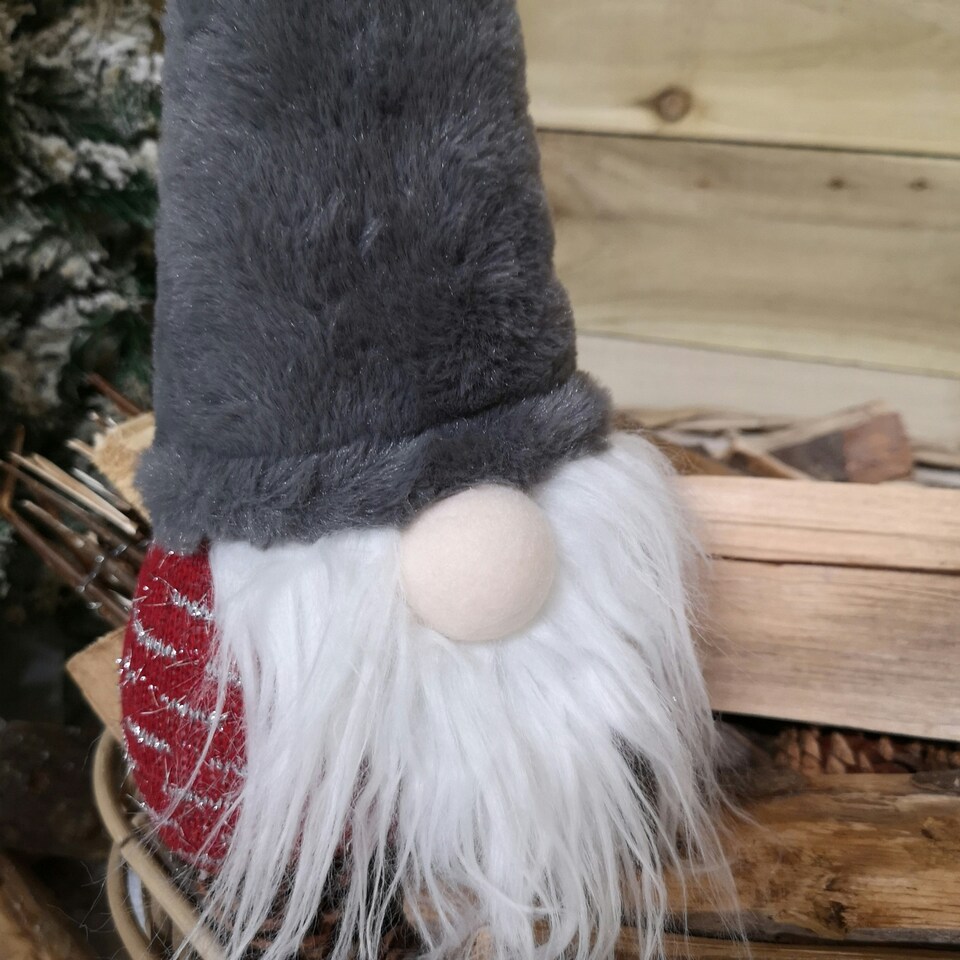 image 1 of 35cm Festive Christmas Light Up Lit Gonk with Grey Hat and Red Body