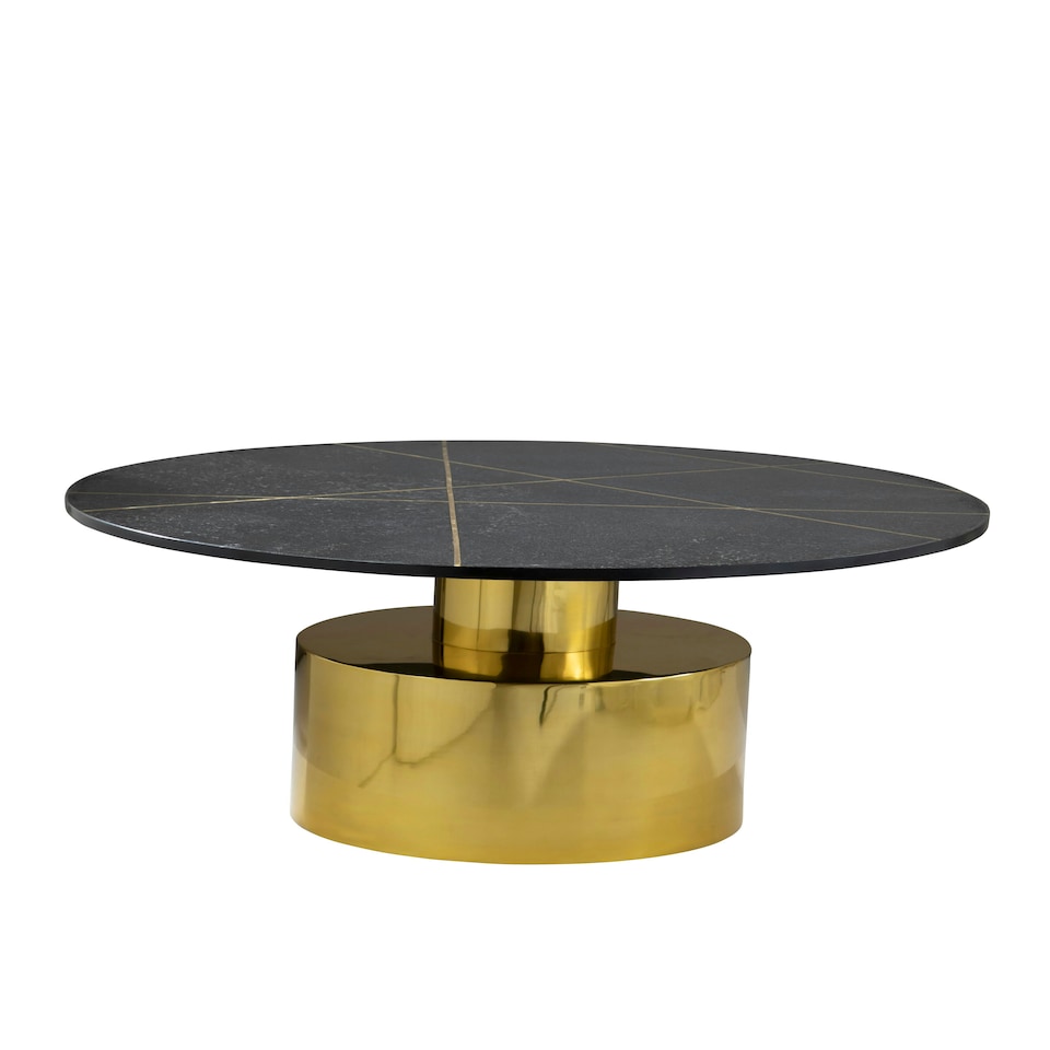 image 1 of Interiors by Premier Coffee Table With Black Marble Top, Gold Finish Lounge Table, Spacious Decorative Table, Modern Accent Table Gold