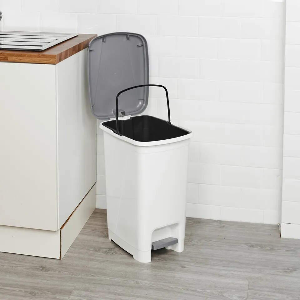 image 1 of 40L Slim Pedal Waste Bin Insert Step On Lid | White | 1