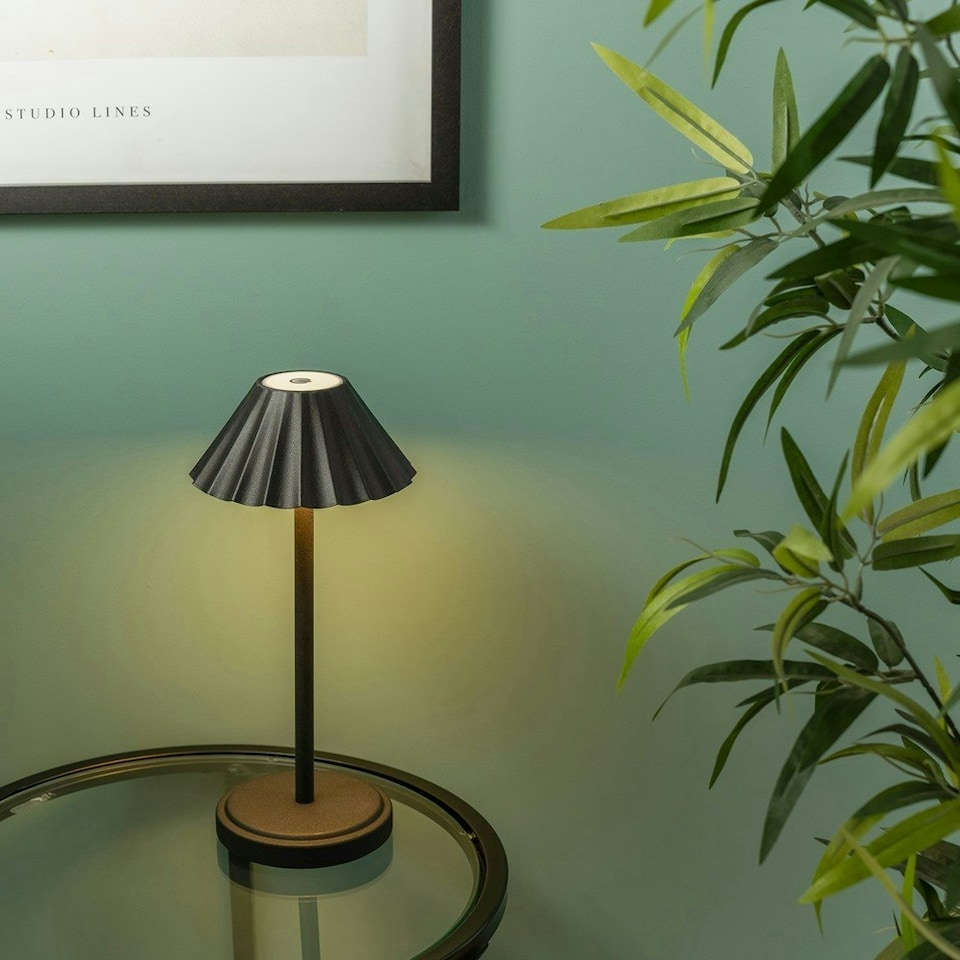 image 1 of ValueLights Avery Rechargeable LED Portable Table Lamp Warm White Dimmable Touch Light - Black