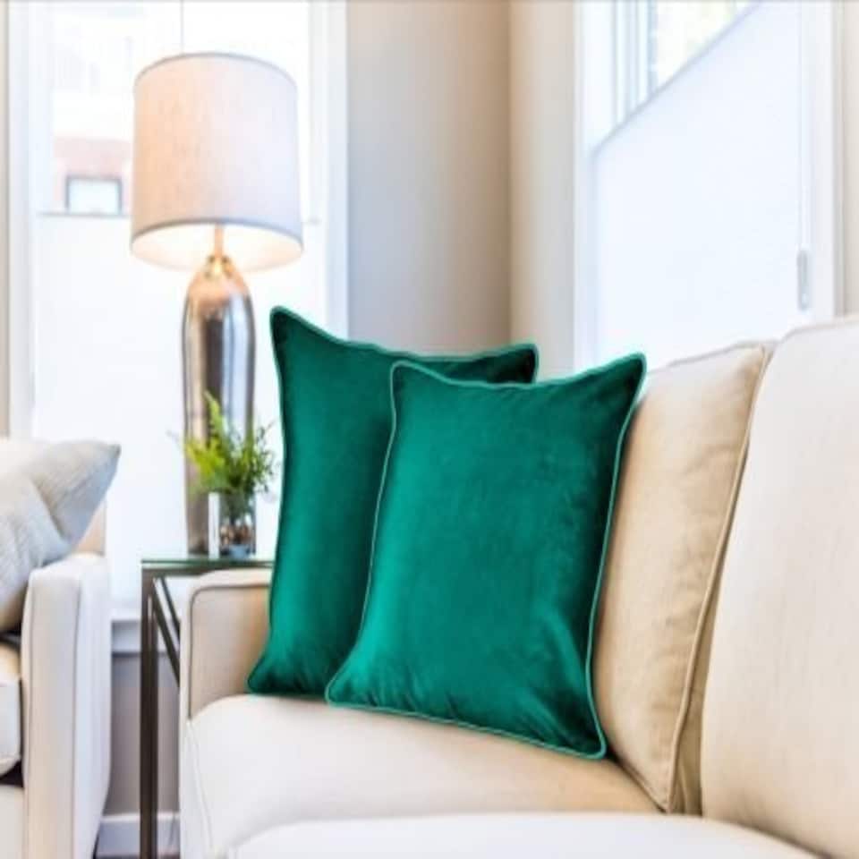 image 1 of Plush Velvet Cushion Cover 43cm x 43cm Emerald Green Green | Green