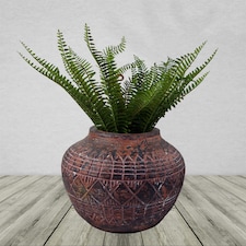 23cm x 30cm Large Aztec Vase Planter | Brown
