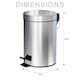 image 2 of STAINLESS STEEL PEDAL BIN 3L SILVER KITCHEN BATHROOM TOILET RUBBISH