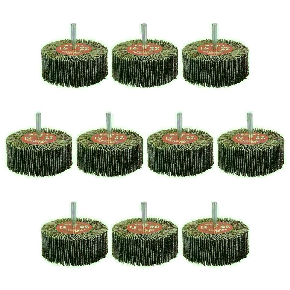 image 1 of 60 Grit 80mm Flap Wheel Disc Abrasive Sanding Pads For Drills 6mm Shank 20pc