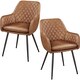 image 1 of Yaheetech Set of 2 PU Leather Dining Chairs with Metal Legs Brown | Retro Brown