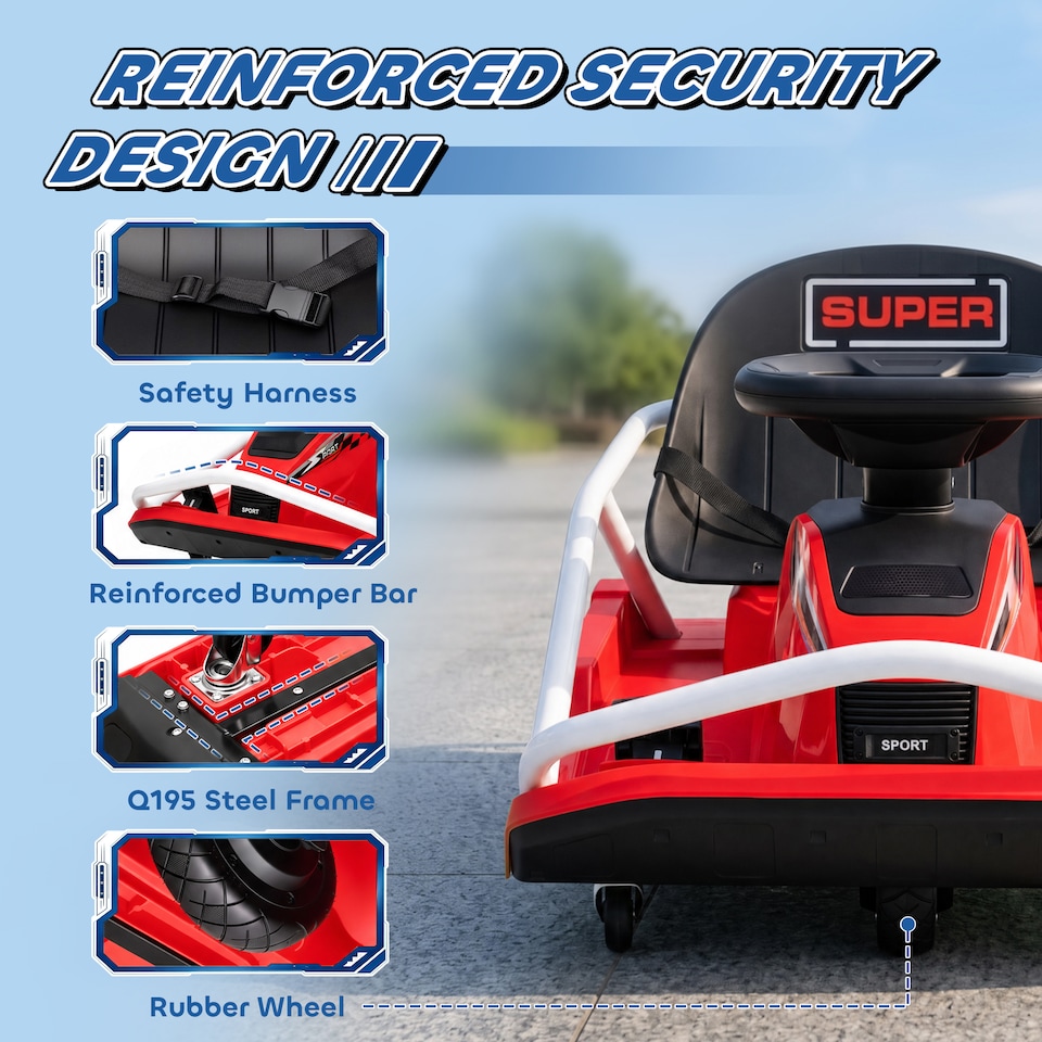 image 1 of AIYAPLAY 24V Electric Go Kart for Kids with Drift Mode, Soft Start