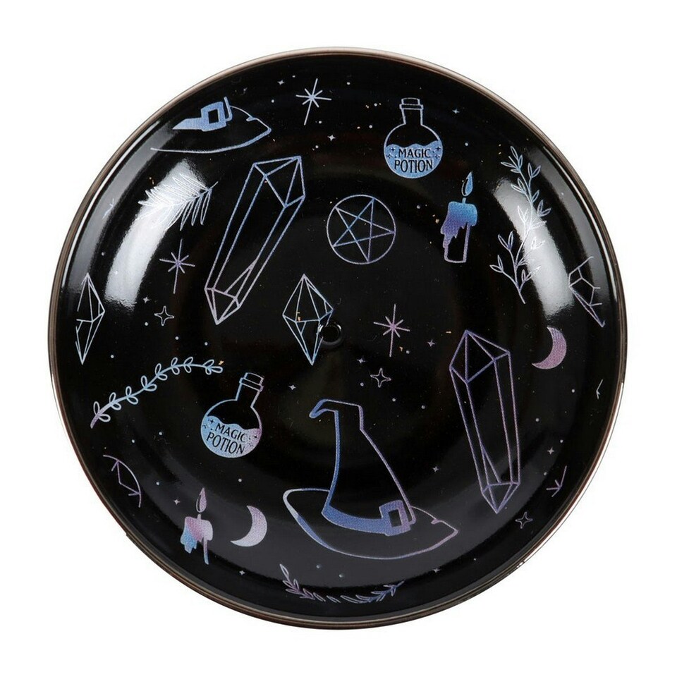 image 1 of Something Different Crystal Witch Plate Incense Holder - Black/Blue - One Size