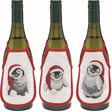 Permin Penguin Wine Aprons Counted Cross Stitch Kit, 10cm x 15cm