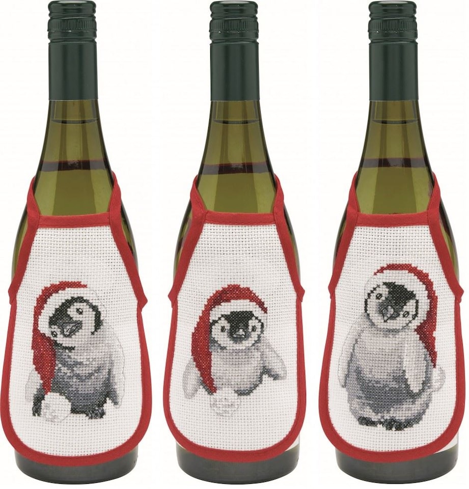 Permin Penguin Wine Aprons Counted Cross Stitch Kit, 10cm x 15cm