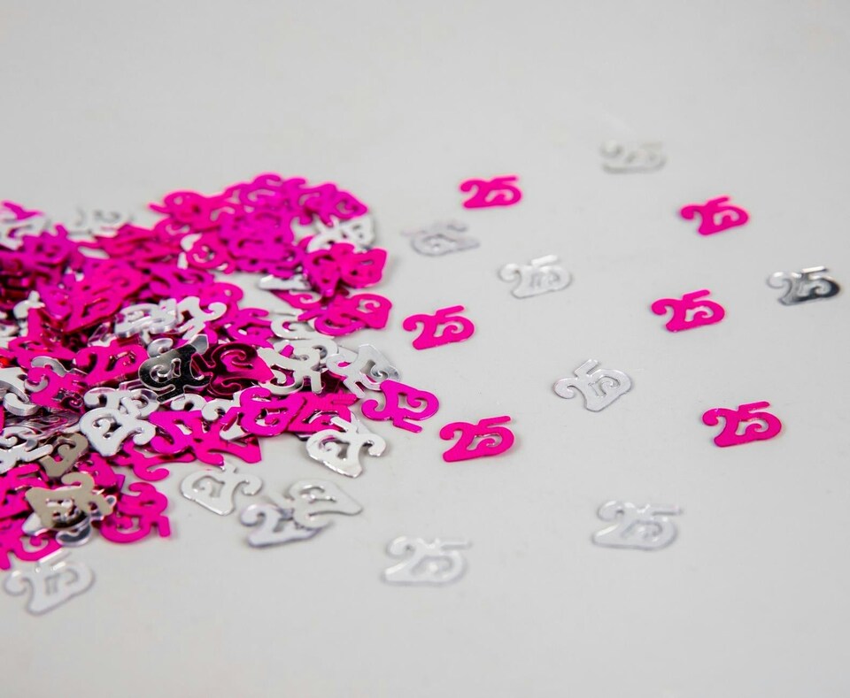 image 1 of 25th Birthday Confetti Pink & Silver 4 pack x 14 grams birthday decoration Foil Metallic 4 pack
