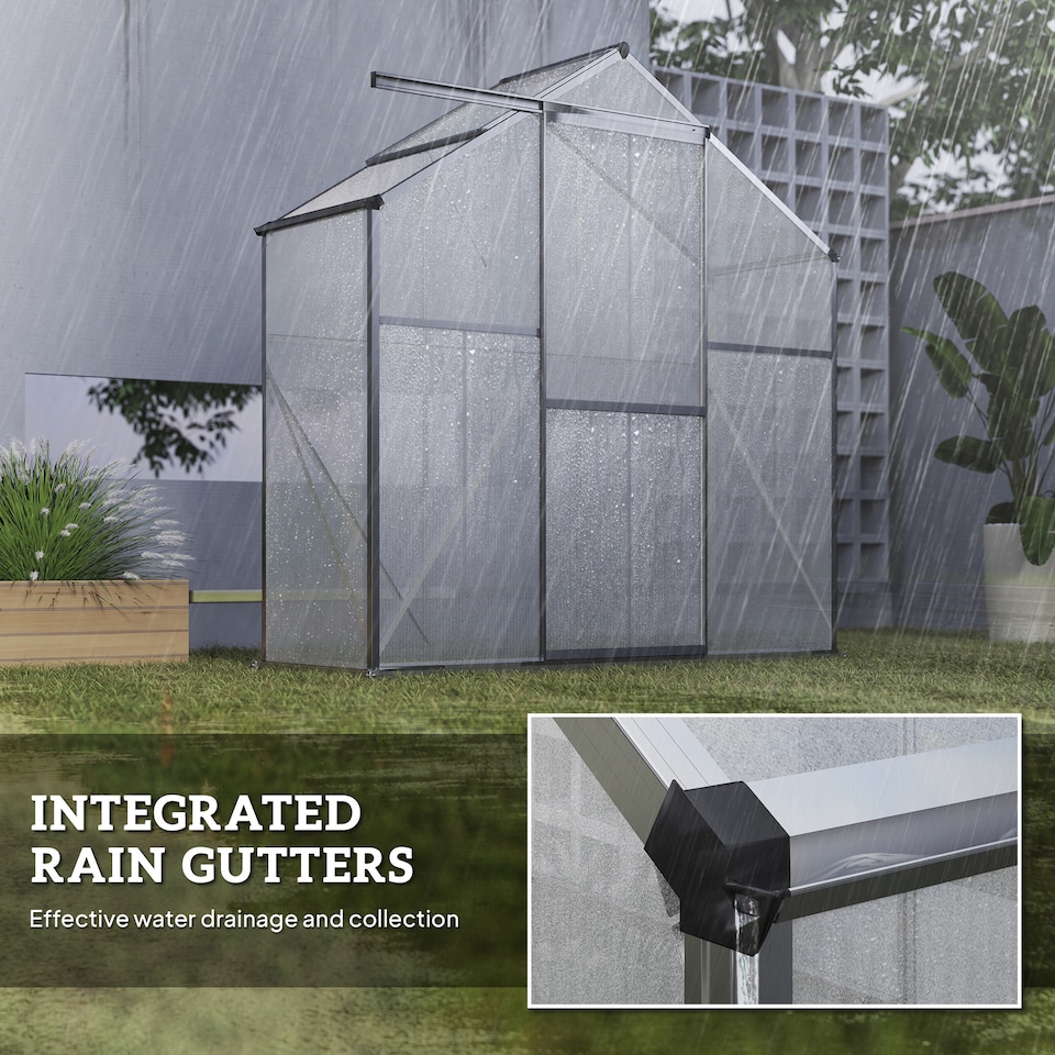 image 1 of Outsunny 6 x 2.5ft Polycarbonate Greenhouse Aluminium Green House