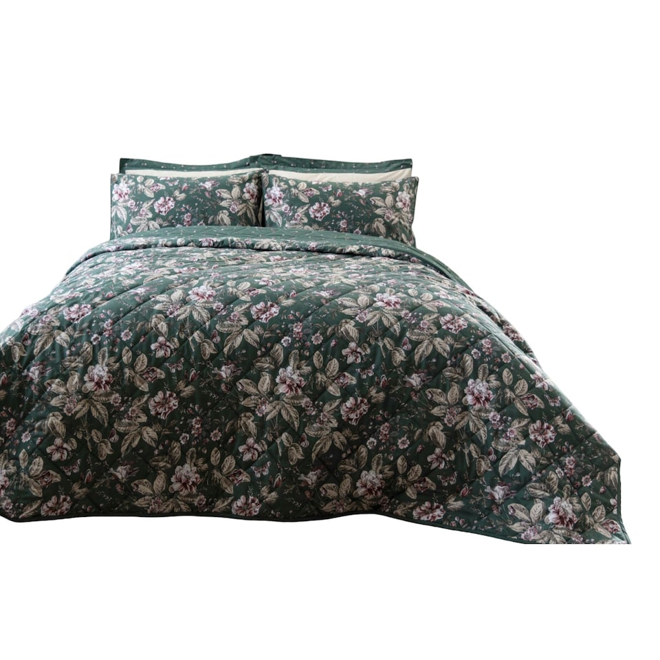 image 1 of Belledorm Aiyla Bedspread - Bottle Green - 260cm x 260cm Green | Super King