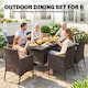 image 3 of Outsunny Rattan Dining Set for 6 with Cushions, Glass Top Table, Brown