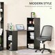 image 3 of HOMCOM 120cm Computer Desk Bookshelf Writing Table 6 Shelves Black
