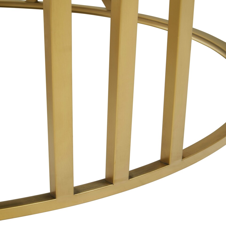 image 1 of Interiors by Premier Round Coffee Table with Gold Frame and Black Glass Gold