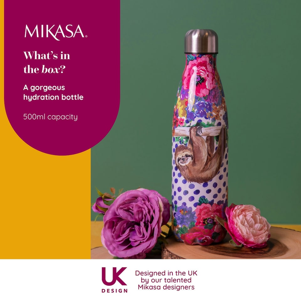 image 1 of Mikasa Water Bottle Sloth Stainless Steel 500ml Multi | One Size