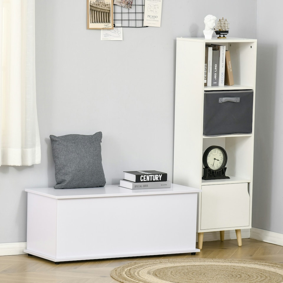 image 1 of HOMCOM Storage Chest With Lid, 113L Storage Box, White