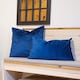 image 6 of Nicola Spring Square Velvet Cushions - 55cm x 55cm - Blue - Pack of 4 | Blue | Blue