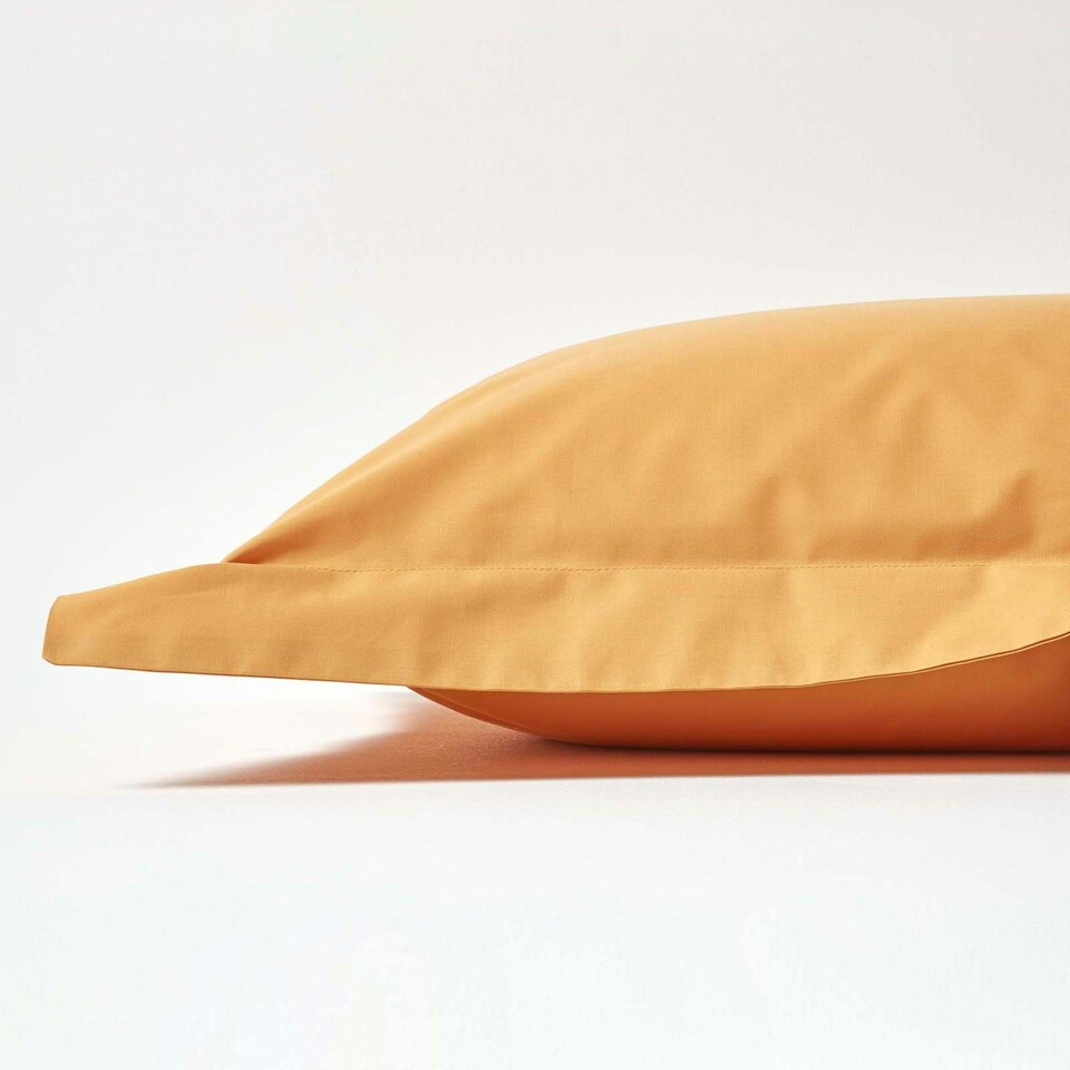 image 1 of Homescapes Mustard Yellow Egyptian Cotton Oxford Pillowcase 200 TC - King Size | Yellow | King