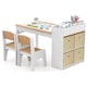 image 1 of COSTWAY Kids Art Table and Chairs Set with 2 Chairs Yellow