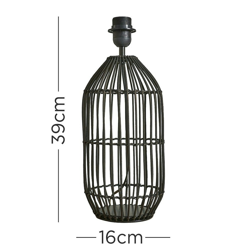 image 1 of ValueLights Contemporary Large Matt Black Rattan Cylinder Table Lamp Base