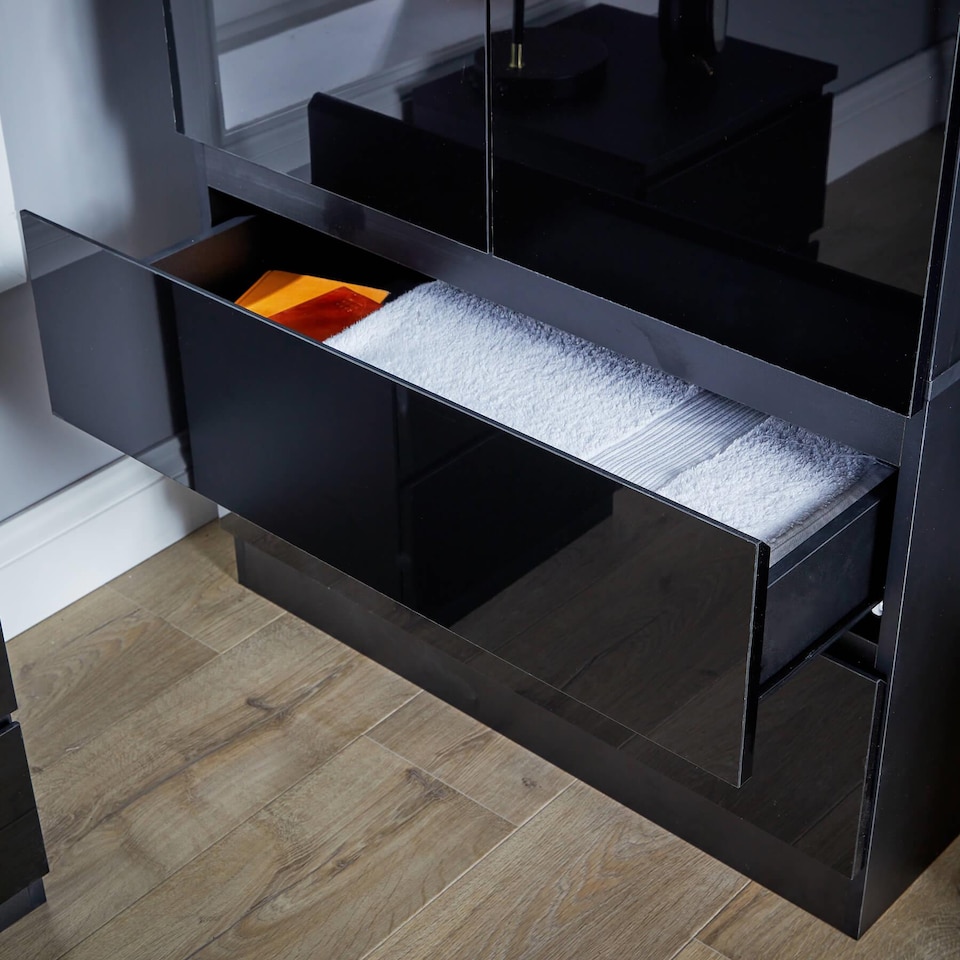 image 1 of Wardrobe 2 Door 2 Drawer Storage Cabinet Modern Home Bedroom Furniture | Black