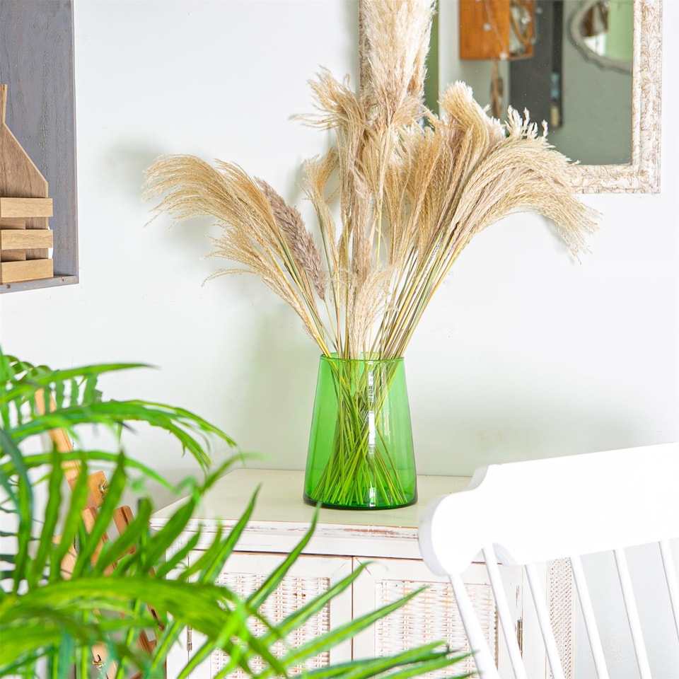 image 1 of Nicola Spring Jebel Recycled Glass Vase - 3.5 Litre - Green | Green | Green