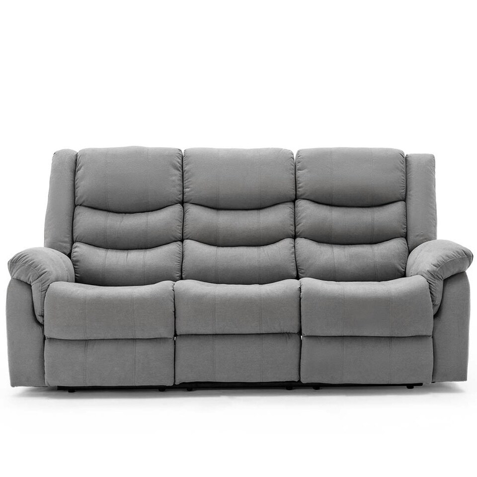 image 1 of Seattle 3 Seater Fabric Manual Recliner Sofa (Grey)