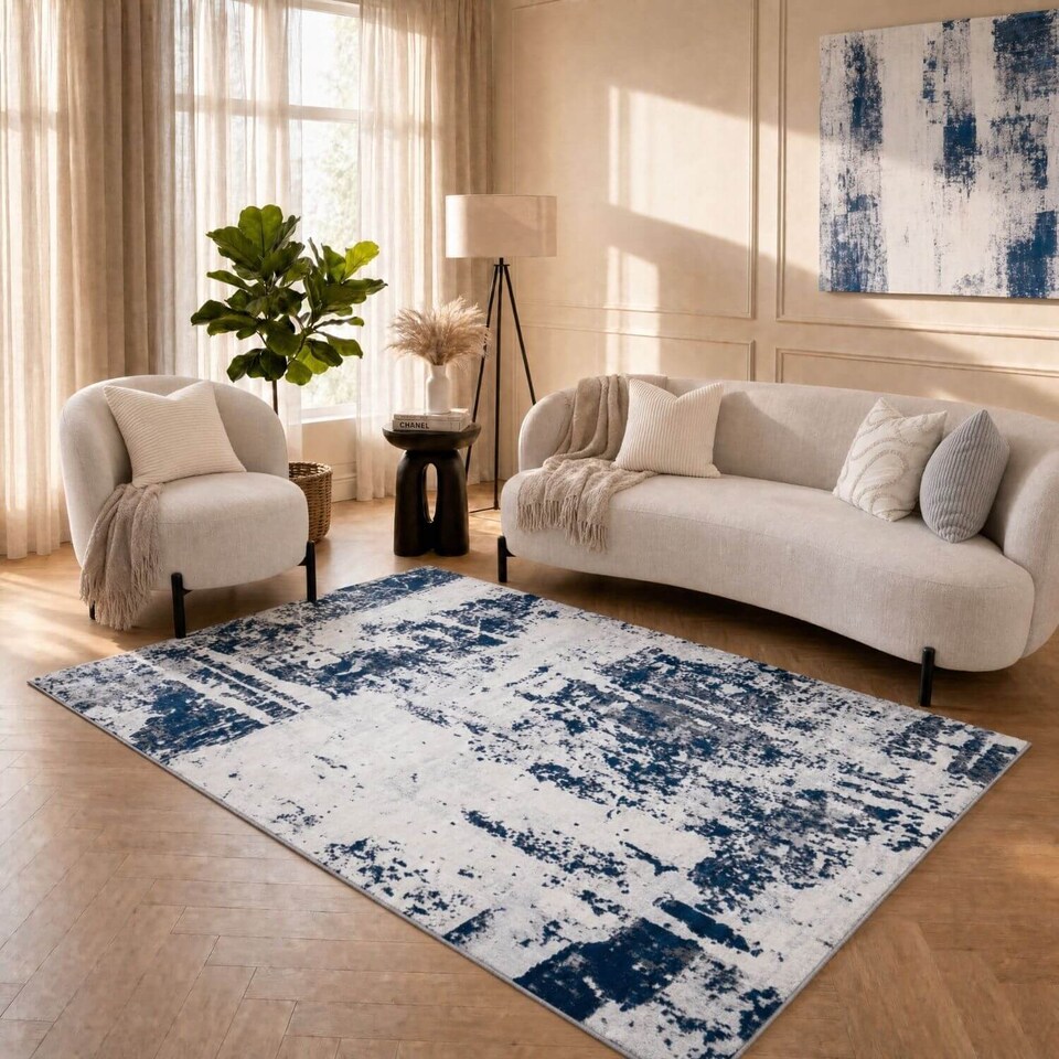 The Rugs Elaris Stain Resistant Abstract Distressed Living Room Floor ...