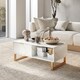 image 2 of HOMCOM Marble-Effect Coffee Table with Storage, Living Room Table with Drawer and 2 Open Shelves, Modern Centre Table with Fluted Door, White | White