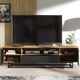 image 3 of TV Unit Sideboard Cabinet Storage Cabinet Oak Black Matt Media Console Stand 200cm