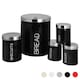 image 1 of Harbour Housewares 5 Piece Black Round Metal Kitchen Canisters Set Utility Storage Utility Containers Storage Box Storage Container